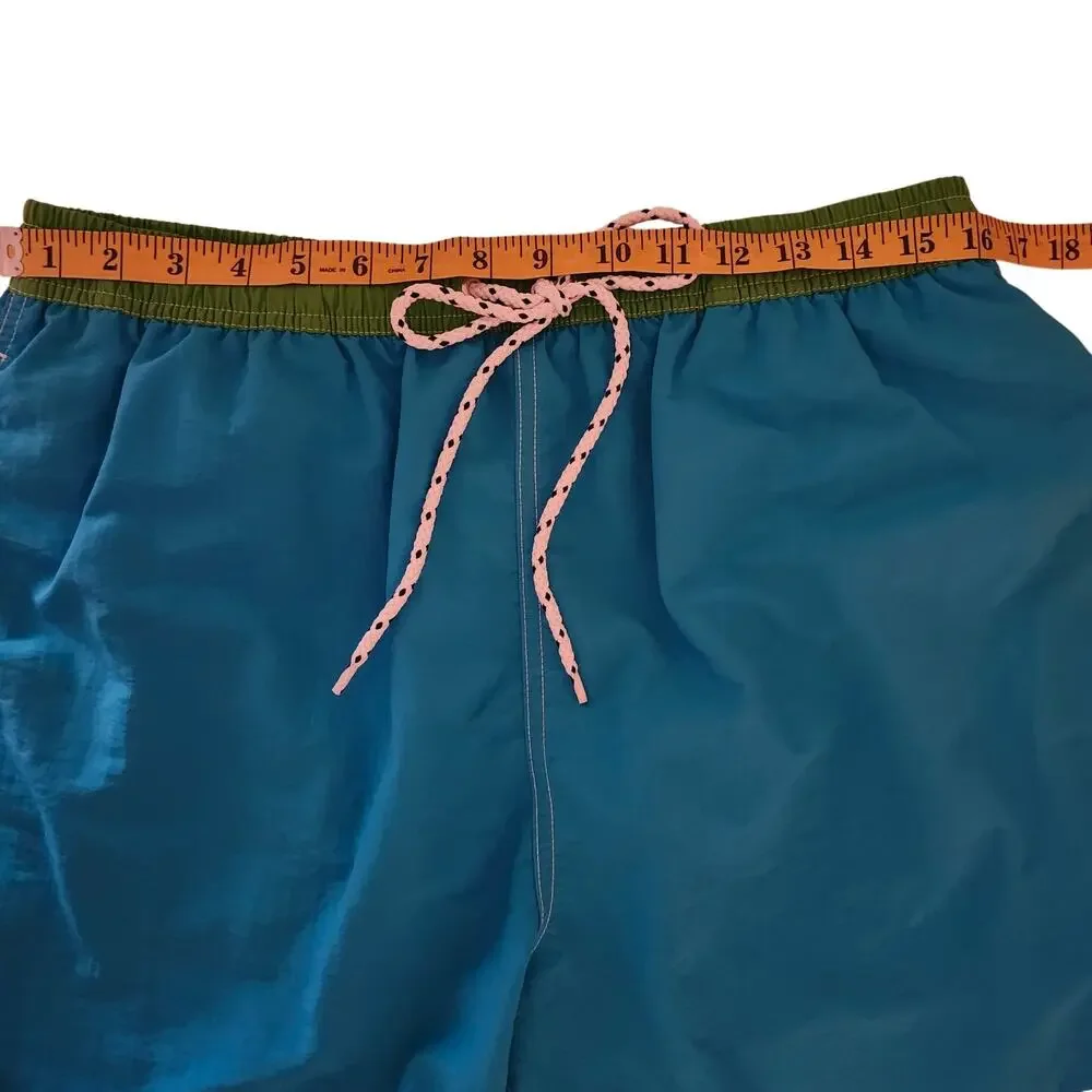 Tommy Hilfiger Swim Trunks Aqua and Bright Green Size Large